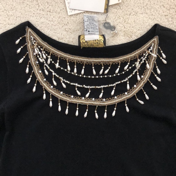 NWT Gorgeous! Pearl Beaded Embellished Sweater by Bob Mackie - Picture 5 of 16